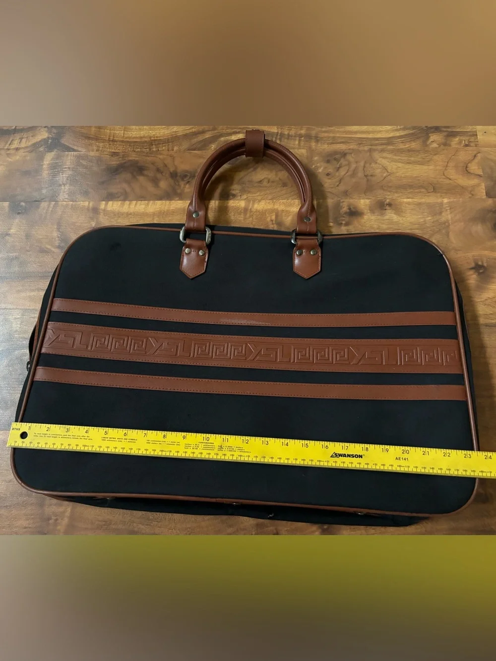 Vintage Yves Saint Laurent YSL Original Travel Duffle Bag Weekender Black Brown
